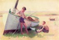 Dos niños en un barco cerca de Cape May naturalista Thomas Pollock Anshutz